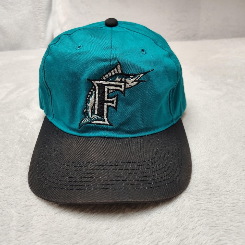 Vintage Florida Marlins Hat Cap Snap Back‎ Mens Green Cotton Twill MLB Grosscap
